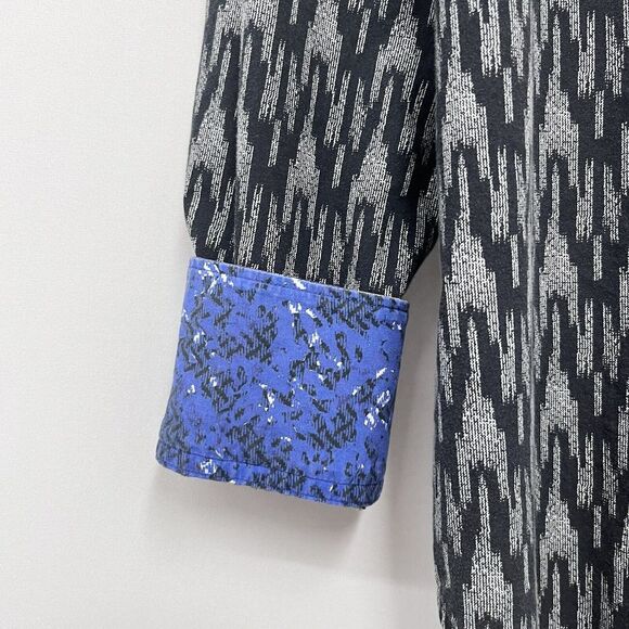 Robert Graham Mens Sz Medium Classic Fit Flip Geometric Cuff Shirt Navy/Gray euc - Picture 3 of 8